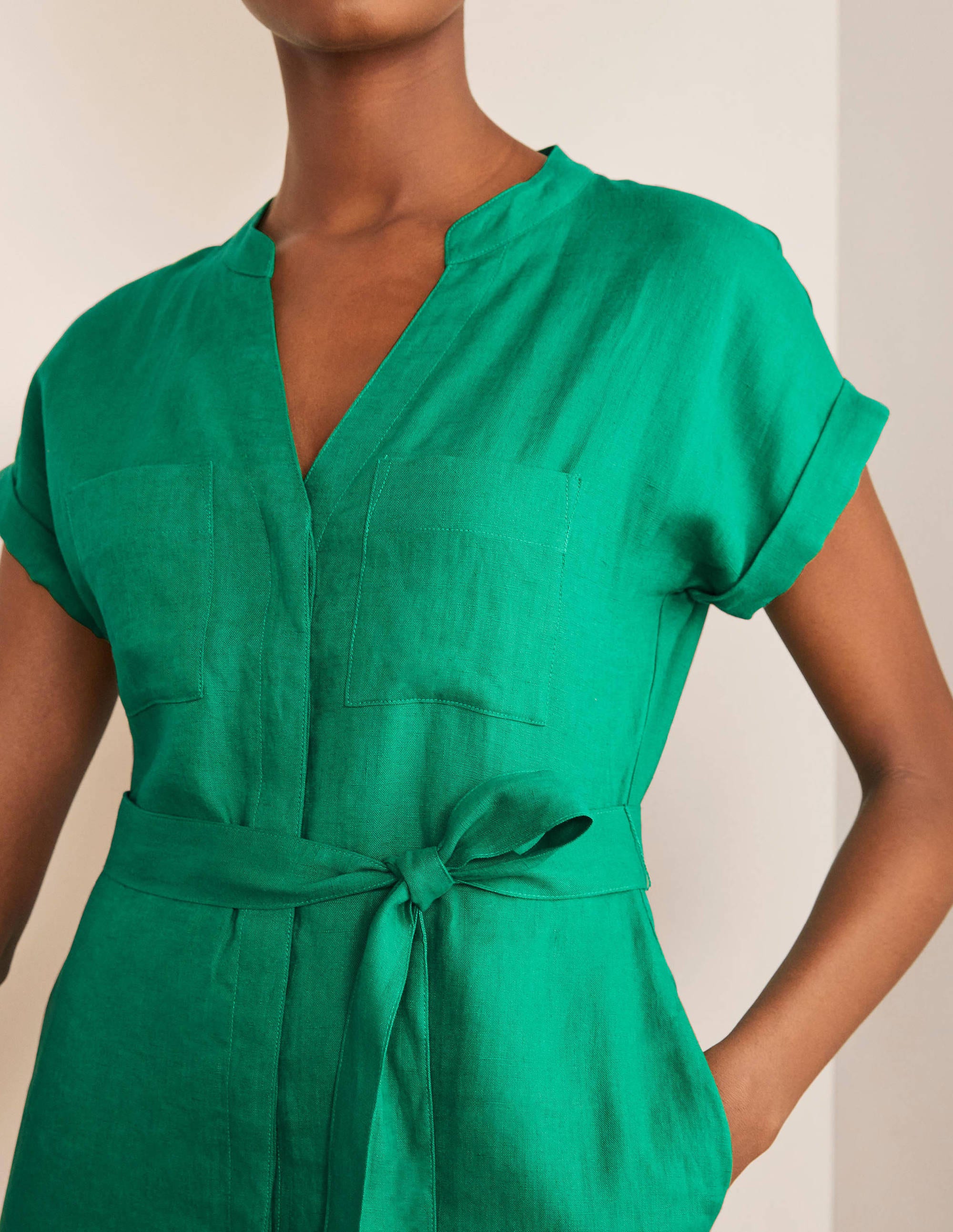 Robe-chemise Evie en lin-Vert printemps - Image 3