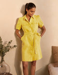 Carrie Hemdblusenkleid aus Leinen-Narzissengelb