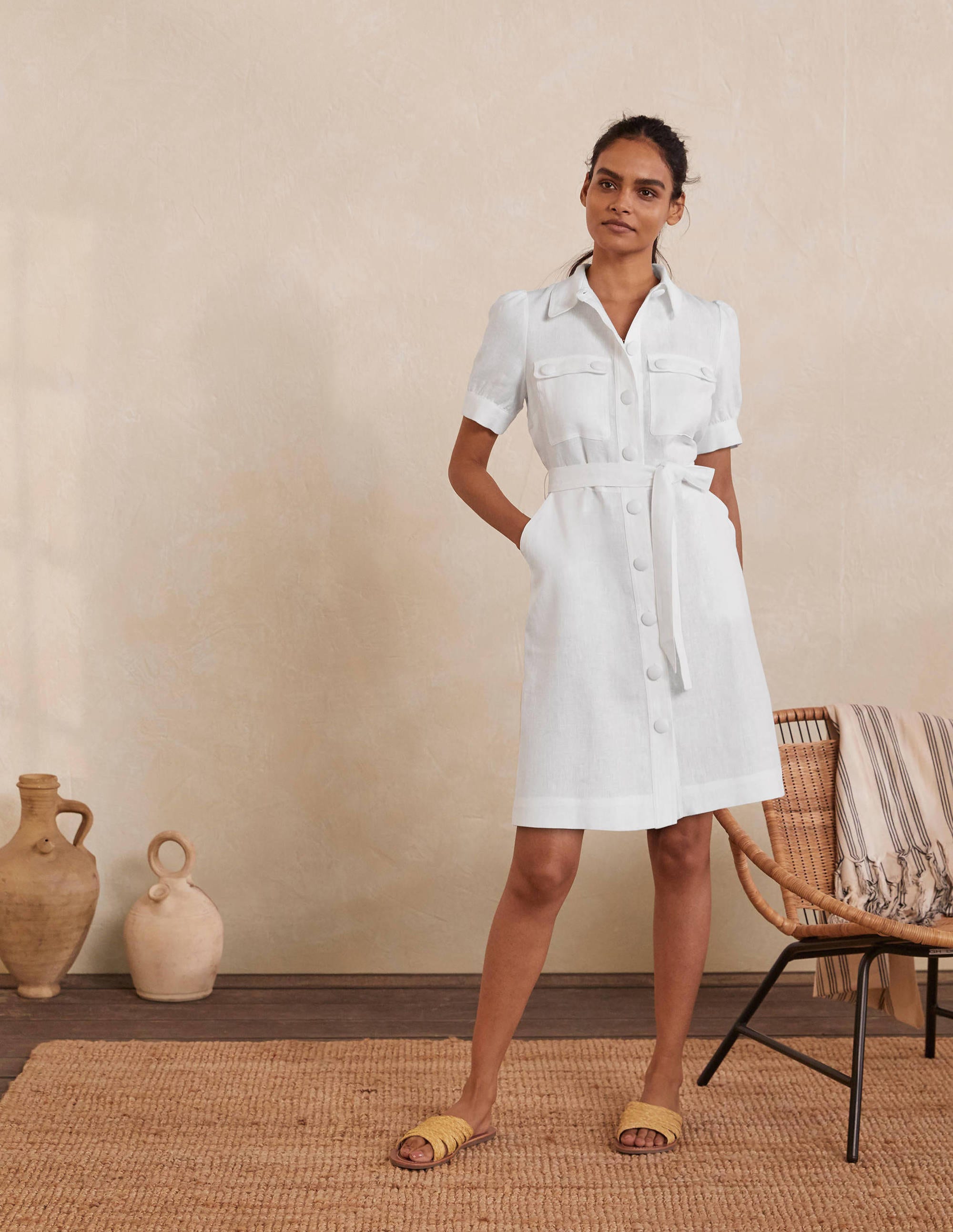 Robe-chemise Carrie en lin-Blanc - Image 4