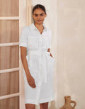 Robe-chemise Carrie en lin-Blanc