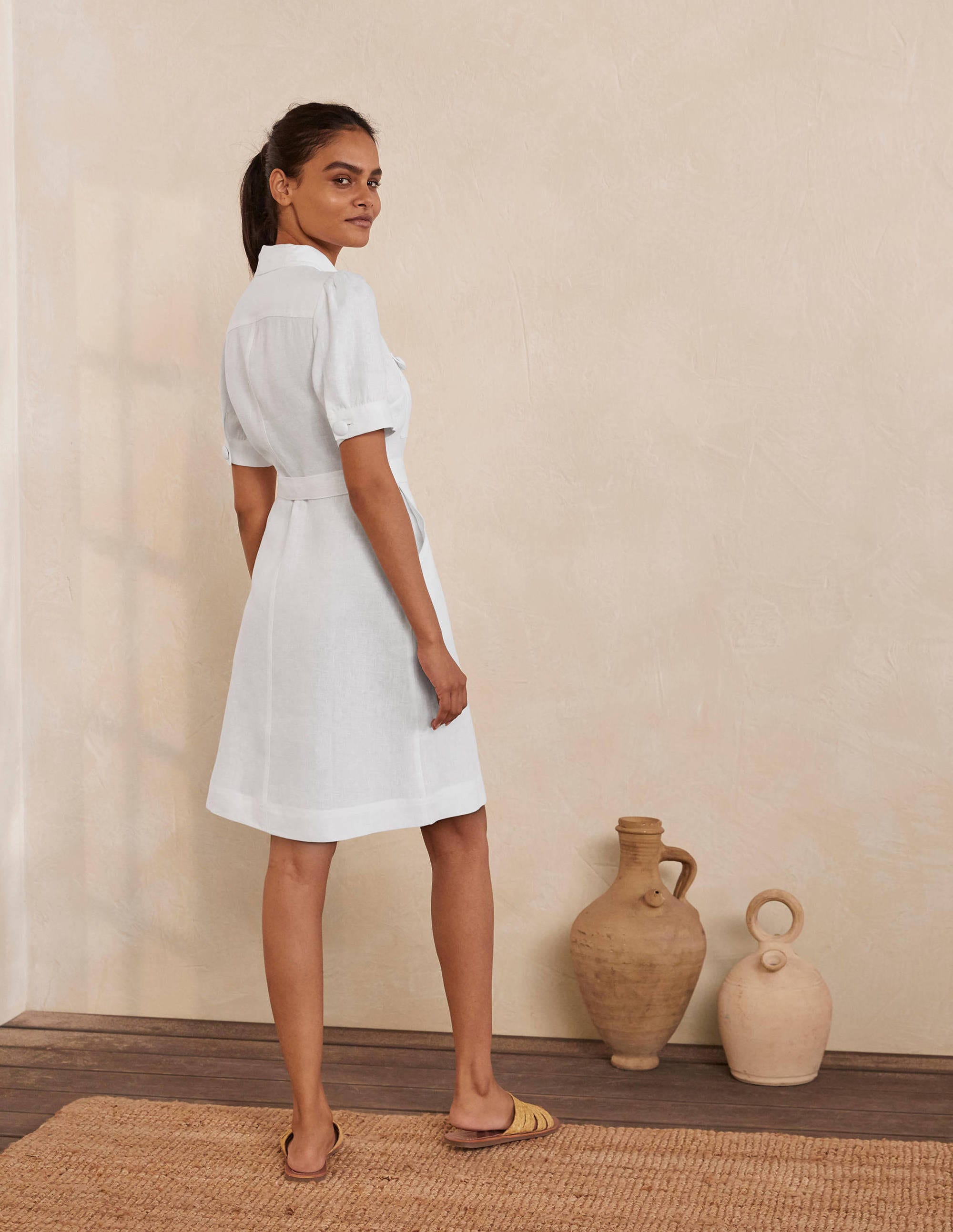 Robe-chemise Carrie en lin-Blanc - Image 2