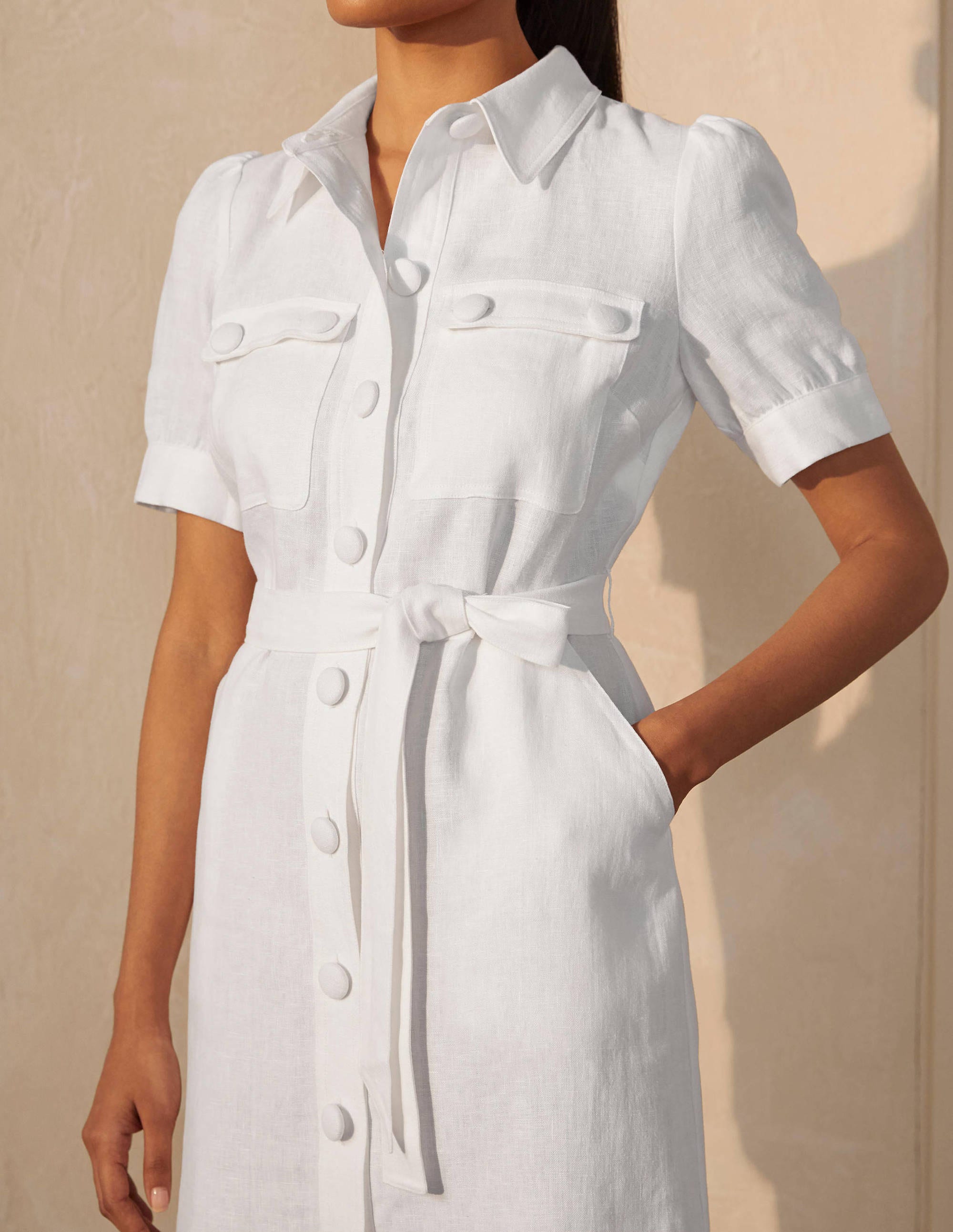 Robe-chemise Carrie en lin-Blanc - Image 3