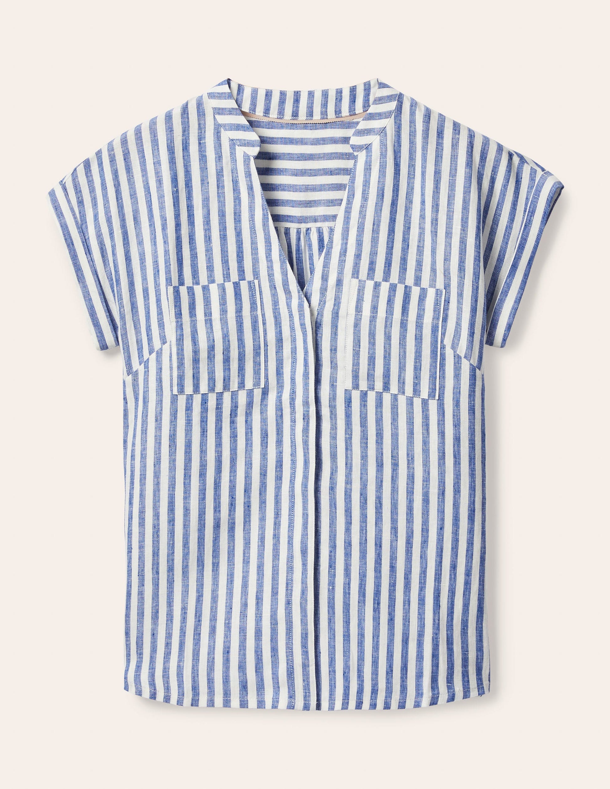 Evie Leinenhemd-Gipfelblau, Gestreift-6