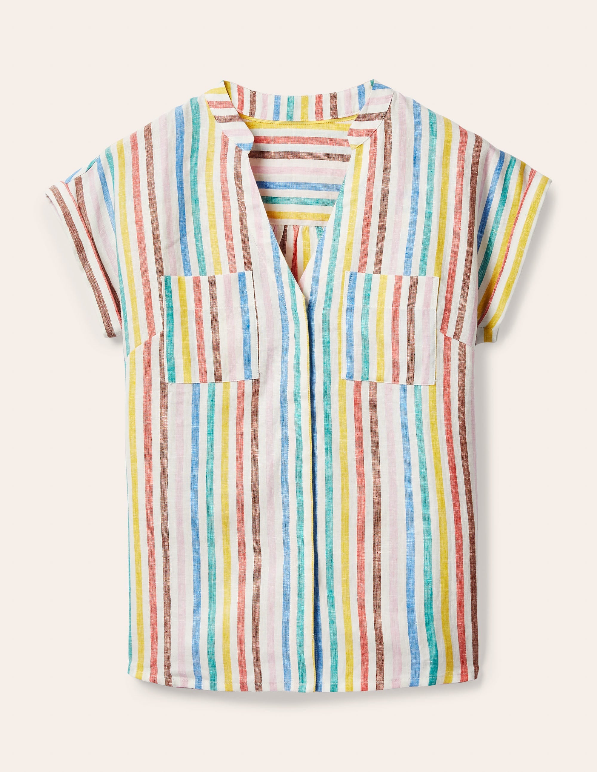 Chemise Evie en lin-Rayé multi estival tissé - Image 5