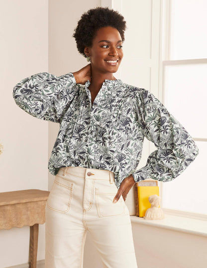 Miranda Bluse-Naturweiß, Tropenpalme-5