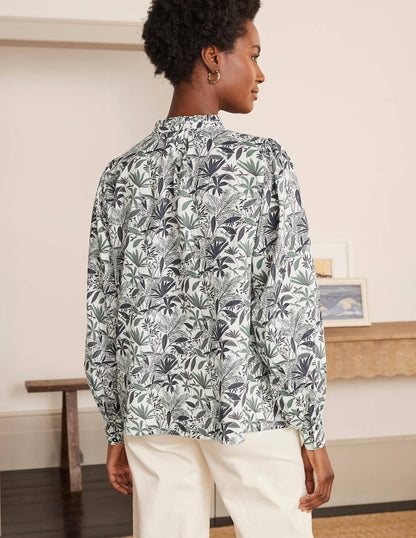 Miranda Bluse-Naturweiß, Tropenpalme-2