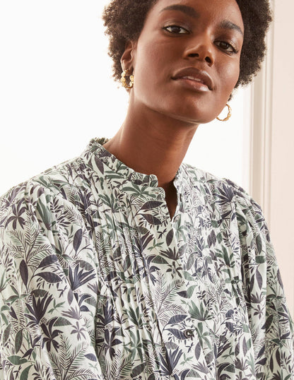 Miranda Bluse-Naturweiß, Tropenpalme-3