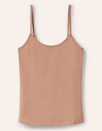 Schlichtes Camisole-Oberteil-Creme-Karamellbraun