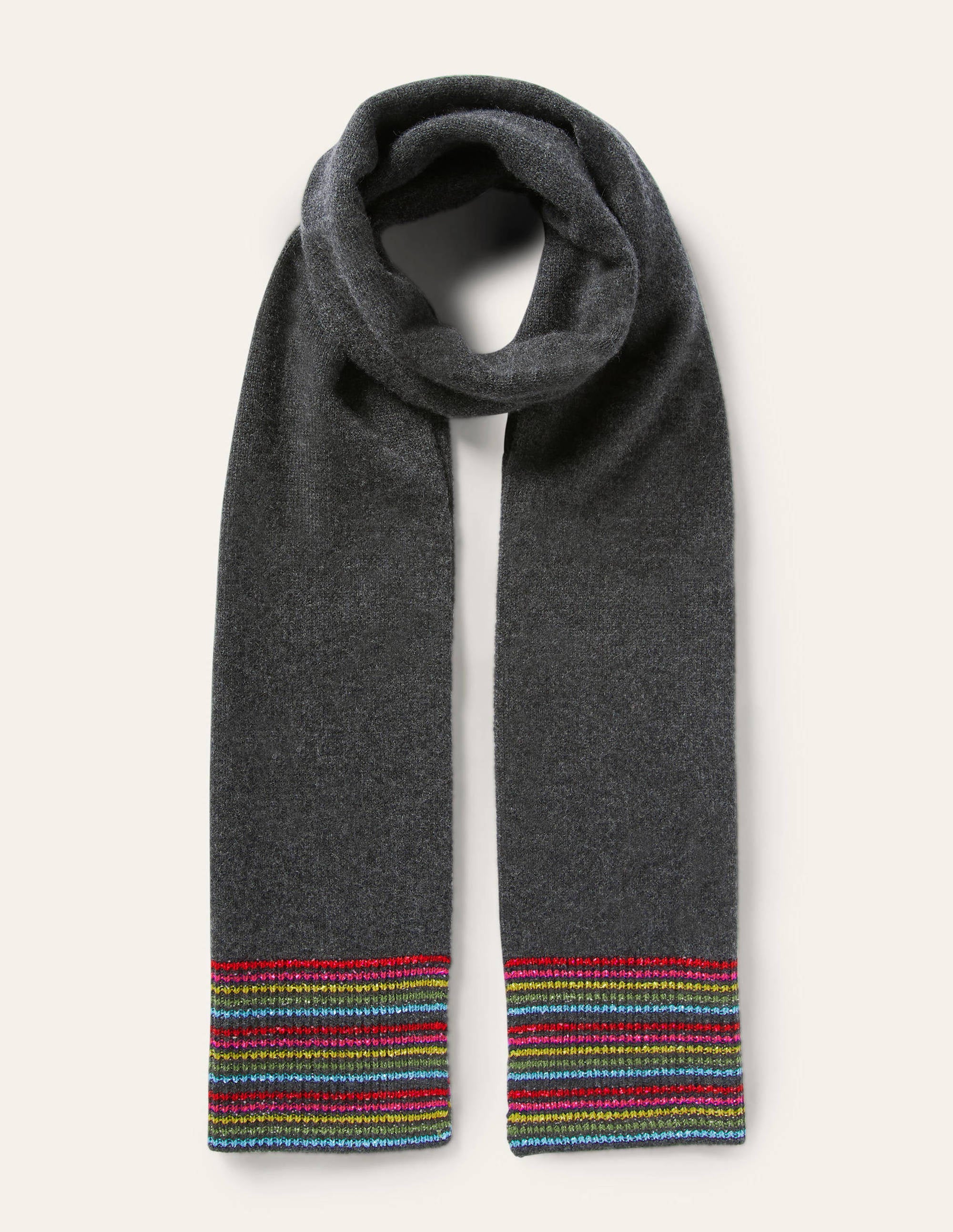 Écharpe en cachemire-Anthracite chiné/rayé Lurex - Image 1