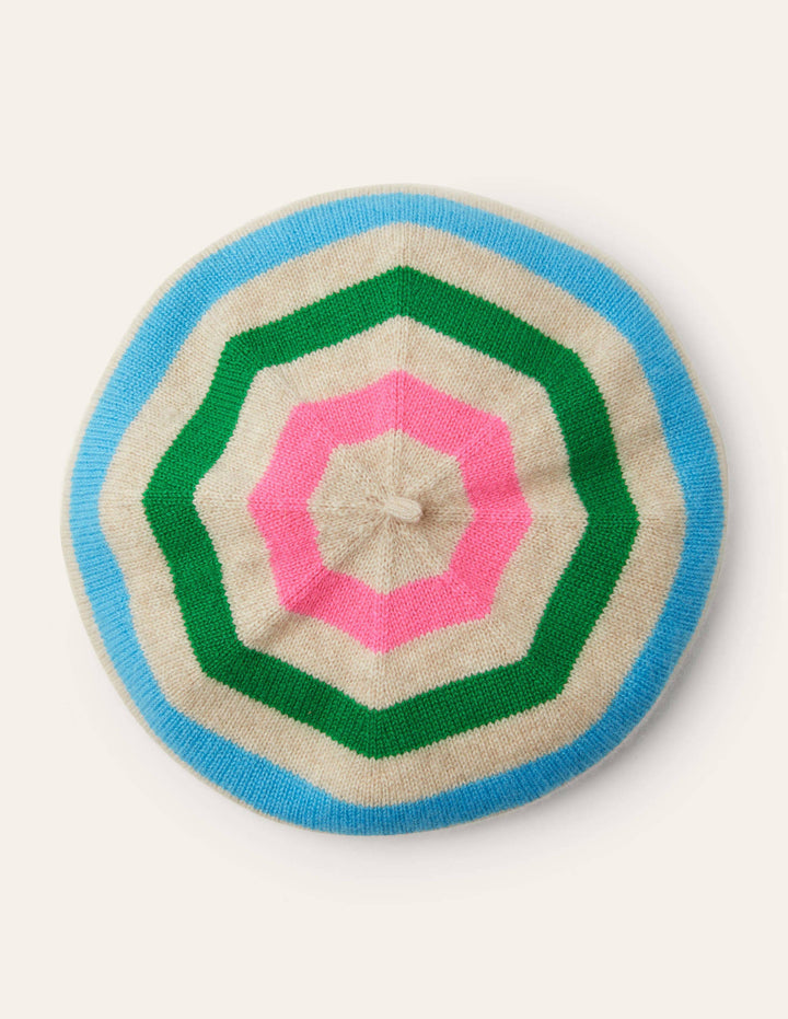 Cashmere Beret-Multi Stripe