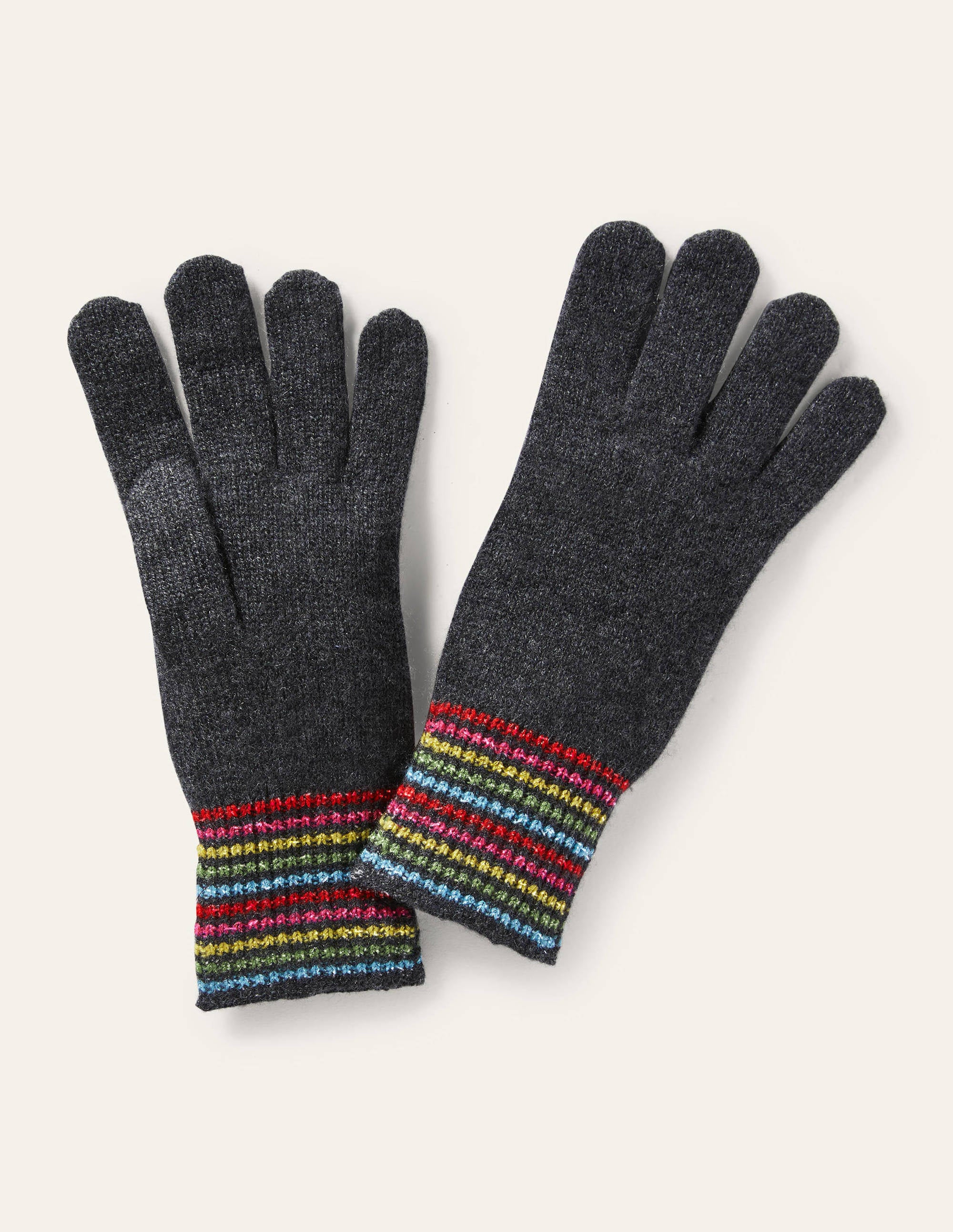 Kaschmirhandschuhe-Anthrazit Melange/Lurexstreifen - Image 1