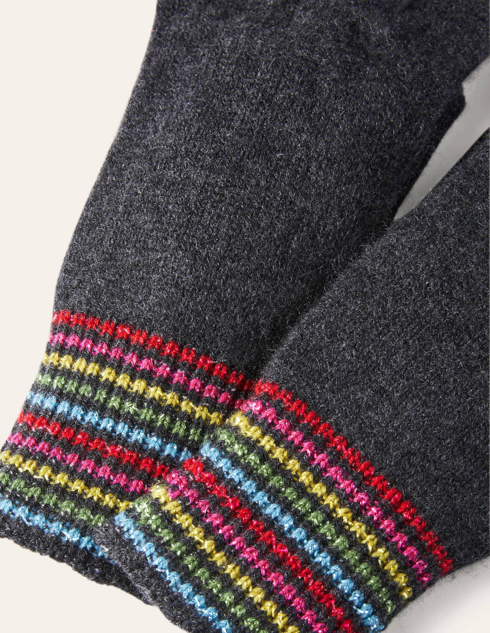 Kaschmirhandschuhe-Anthrazit Melange/Lurexstreifen-2
