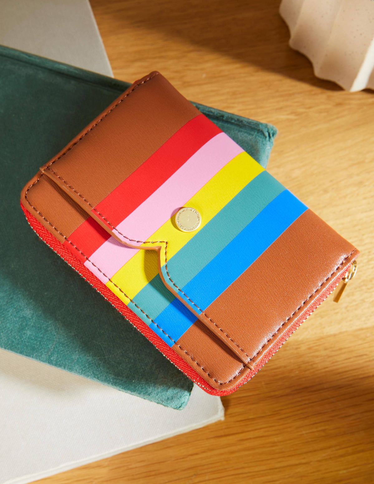 Mini Wallet-Tan Multi Stripe-5