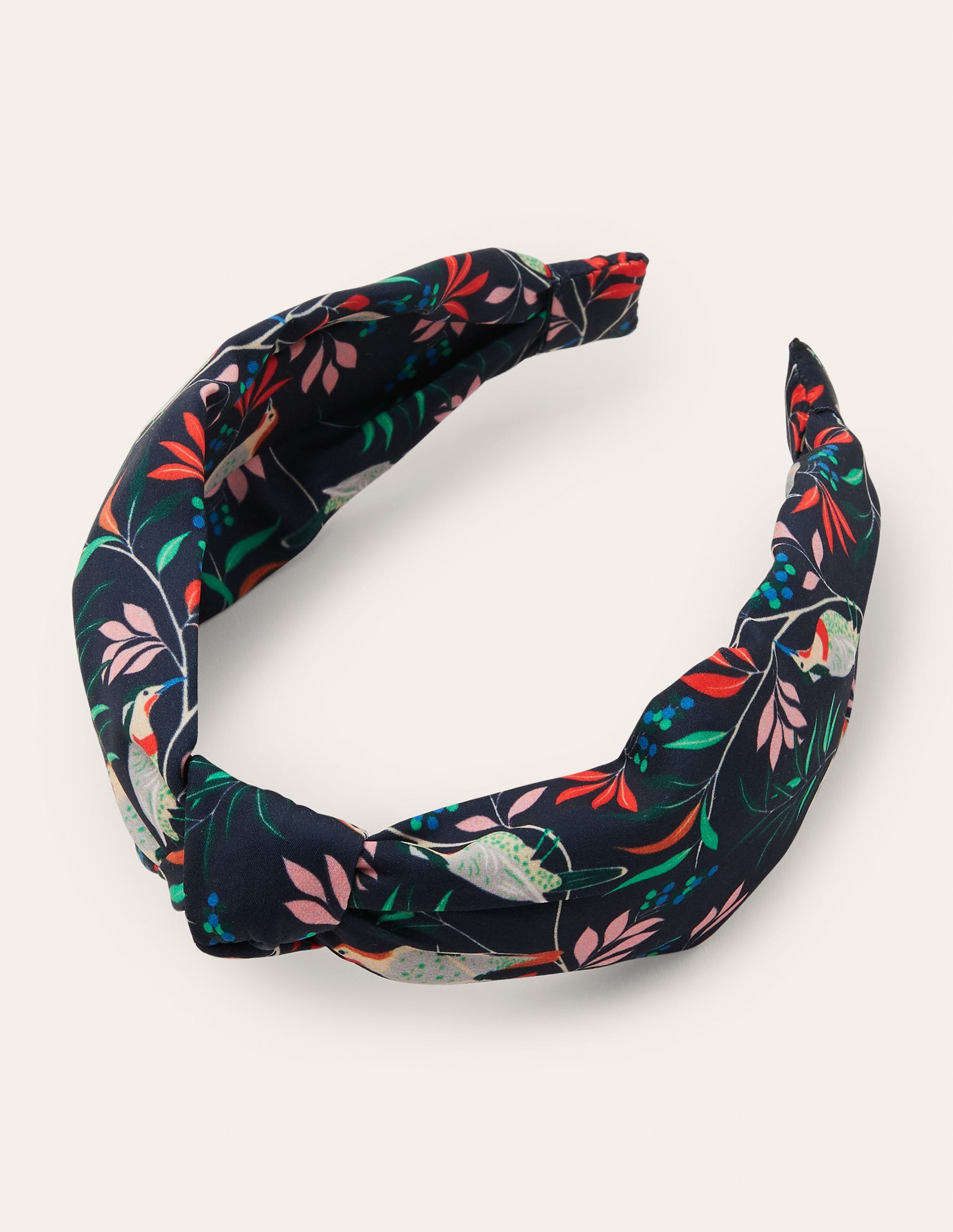 Knotted Headband-French Navy, Berry Bird-2