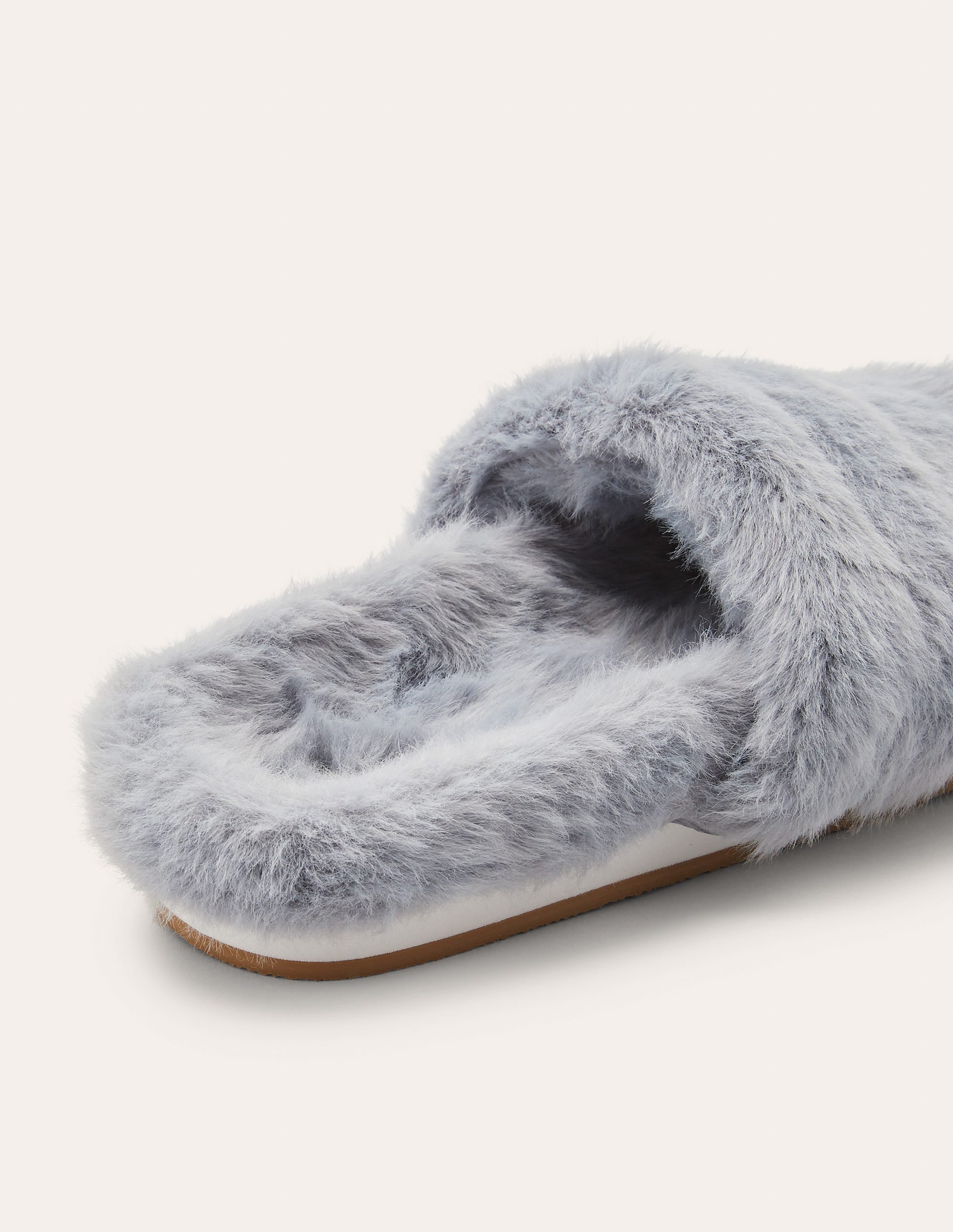 Fur Slider Slippers-Grey - Image 2