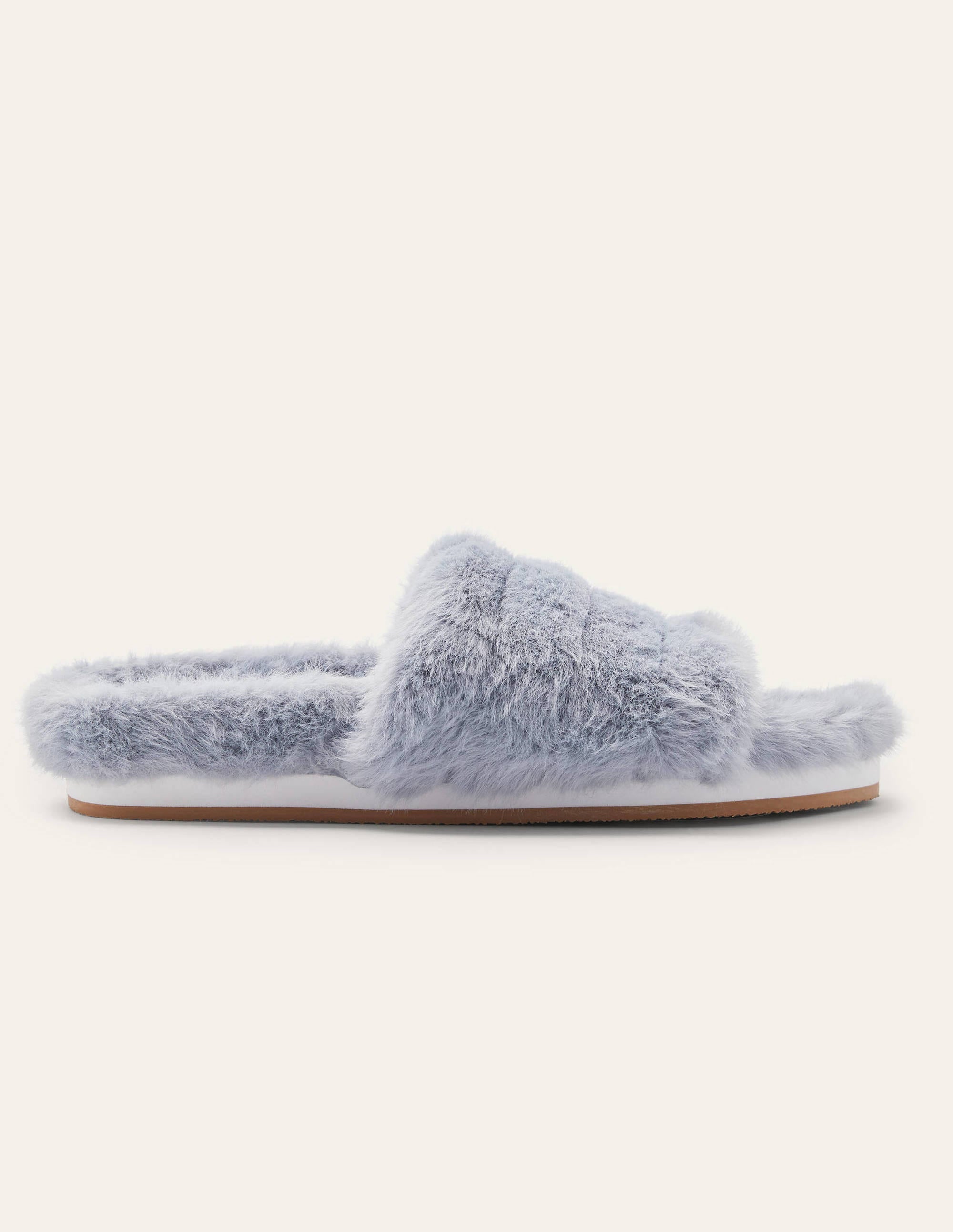 Fur Slider Slippers-Grey - Image 3