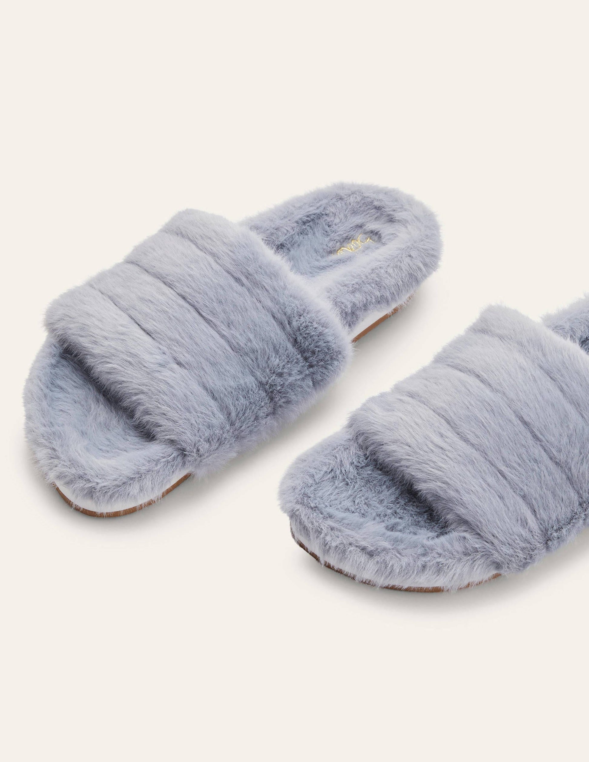Fur Slider Slippers-Grey-4