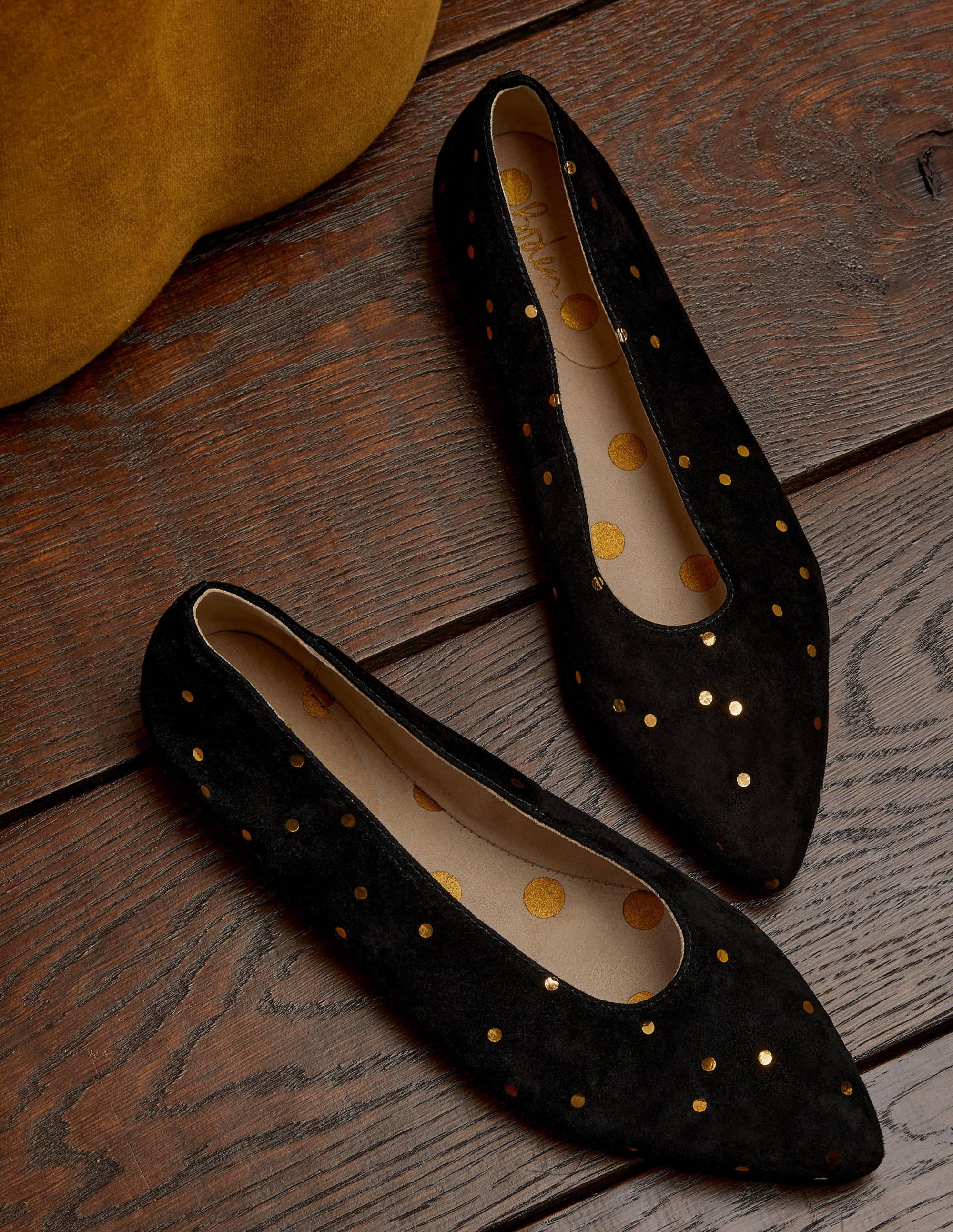 Catriona Ballerinas-Schwarz/Gold, Verstreute Tupfen - Image 1