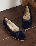 Ballerines couvrantes-Velours bleu marine