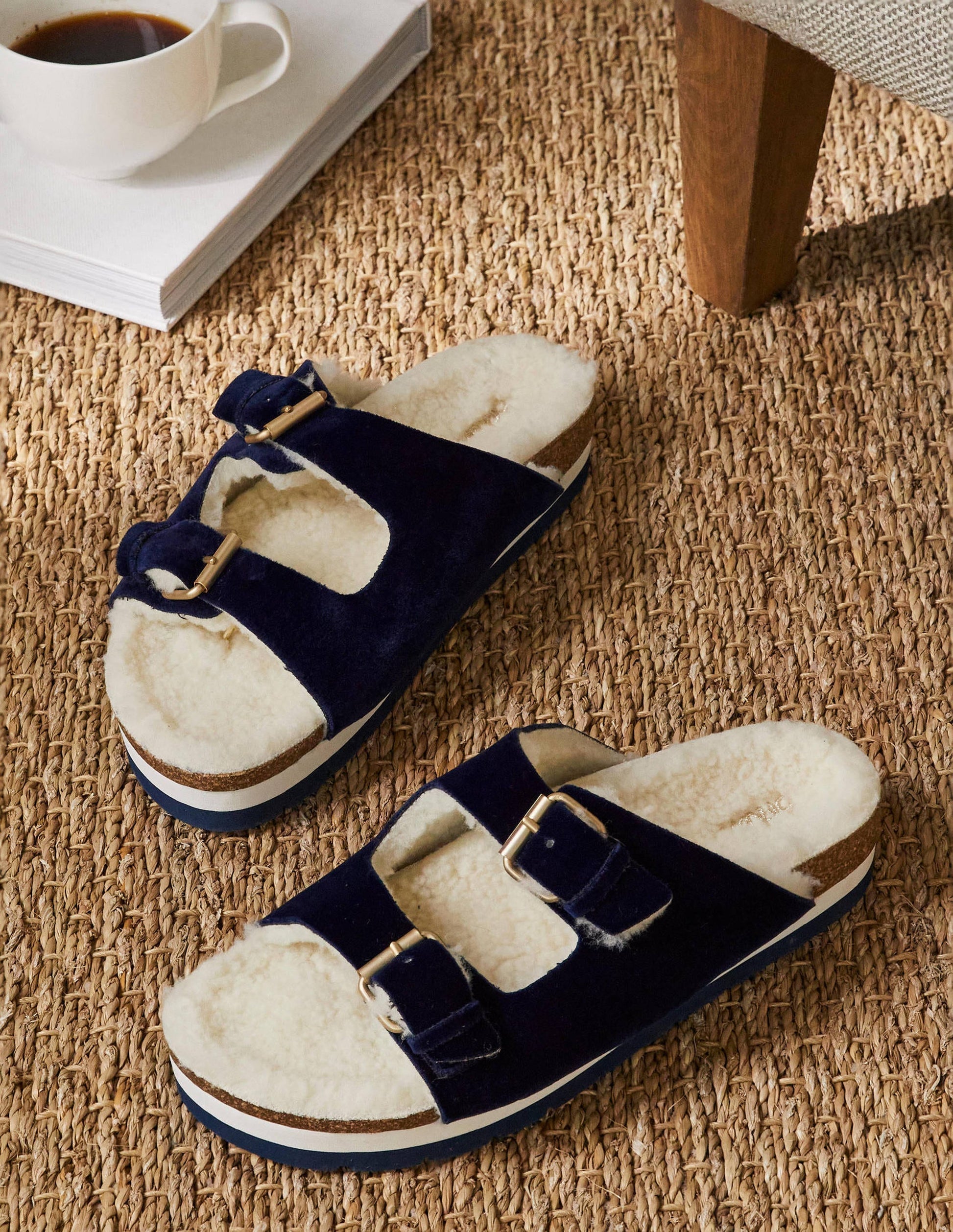Cosy Slippers-Navy Velvet-1