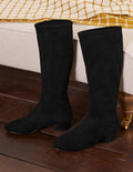 Flache Stiefel mit Stretch-Schwarz