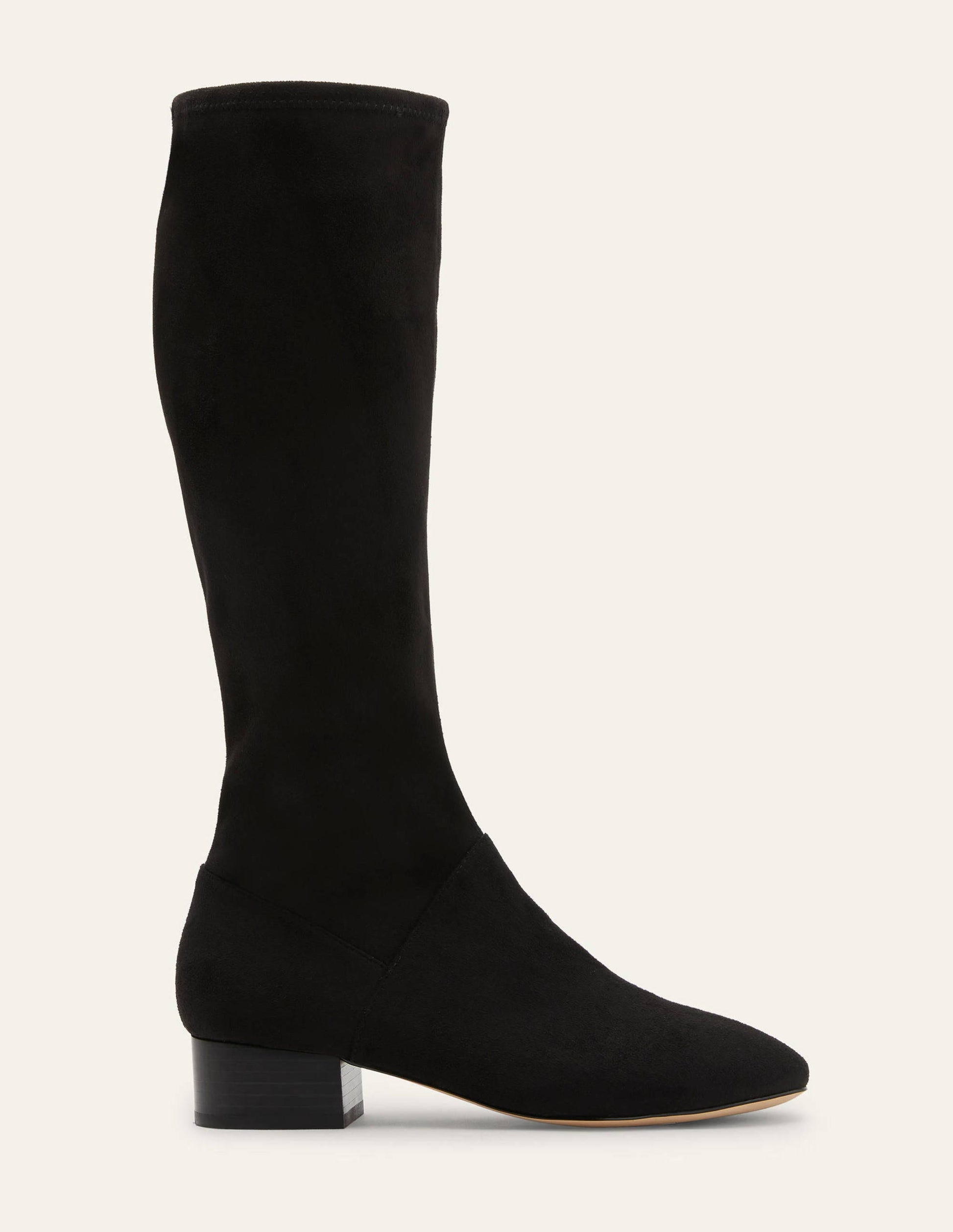 Flache Stiefel mit Stretch-Schwarz-3