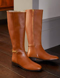 Snaffle Detail Riding Boots-Dark Tan