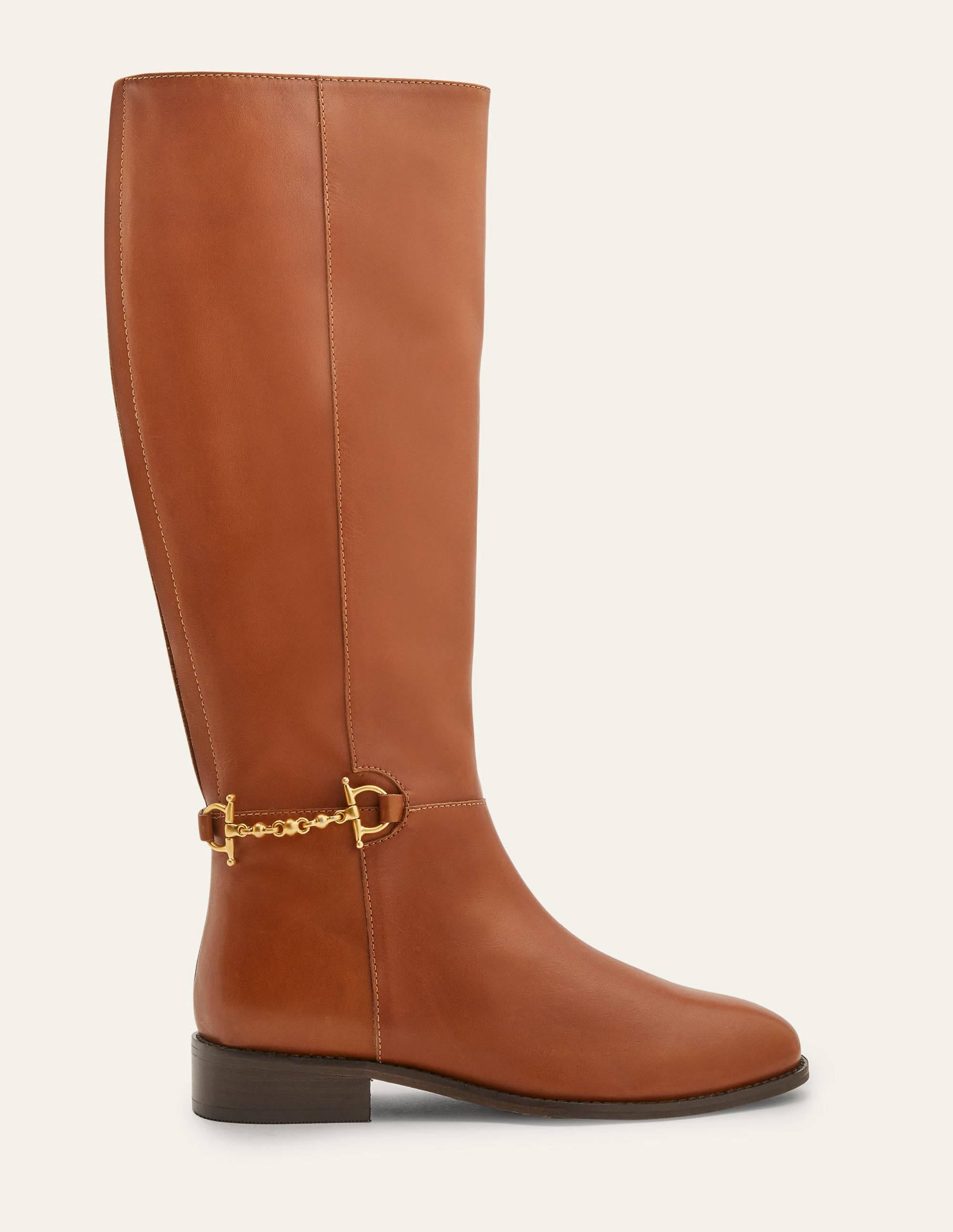 Snaffle Detail Riding Boots-Dark Tan - Image 2
