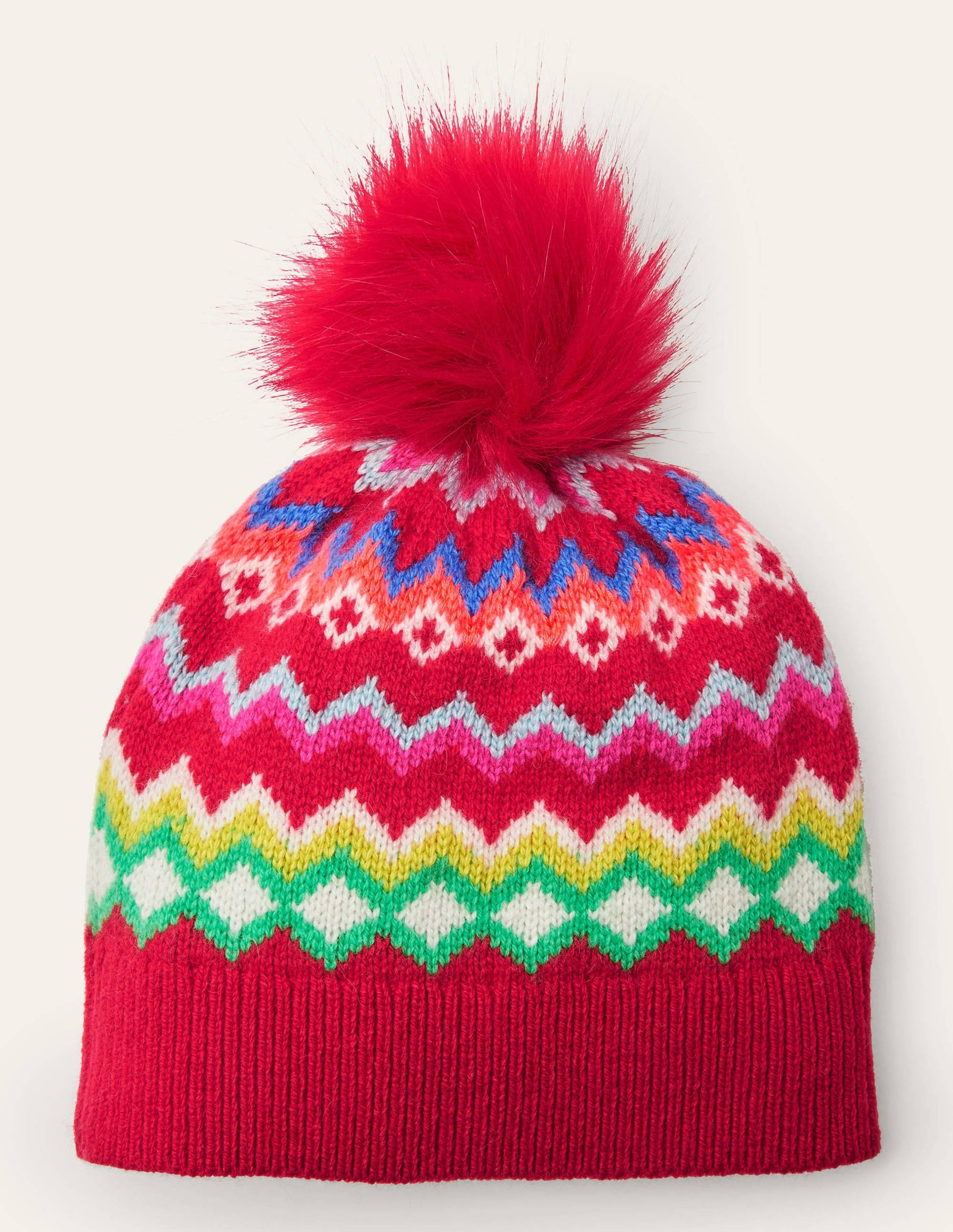 Bonnet motif jacquard-Rouge rockabilly-1