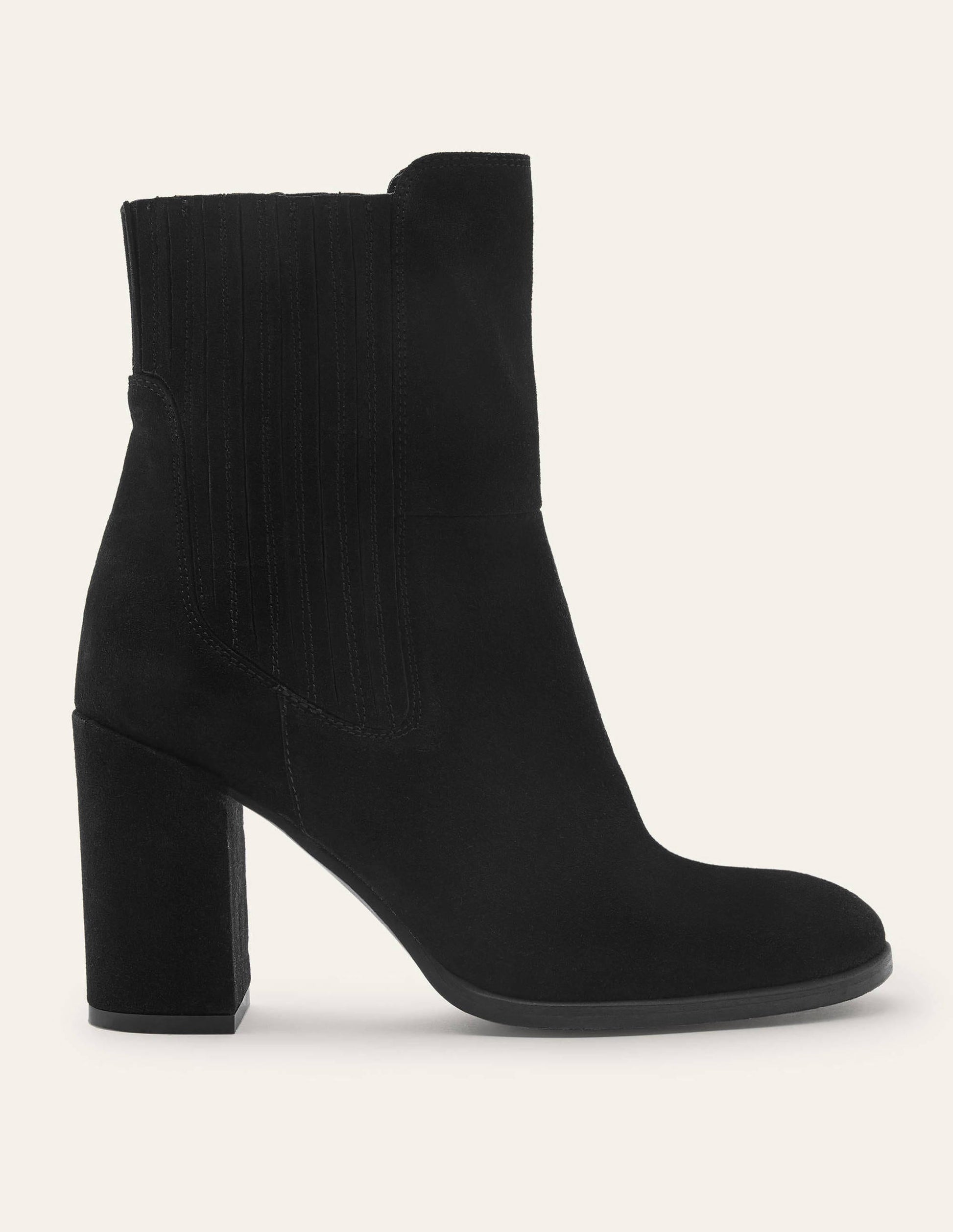 Stiefeletten mit Blockabsatz-Schwarz, Veloursleder-2