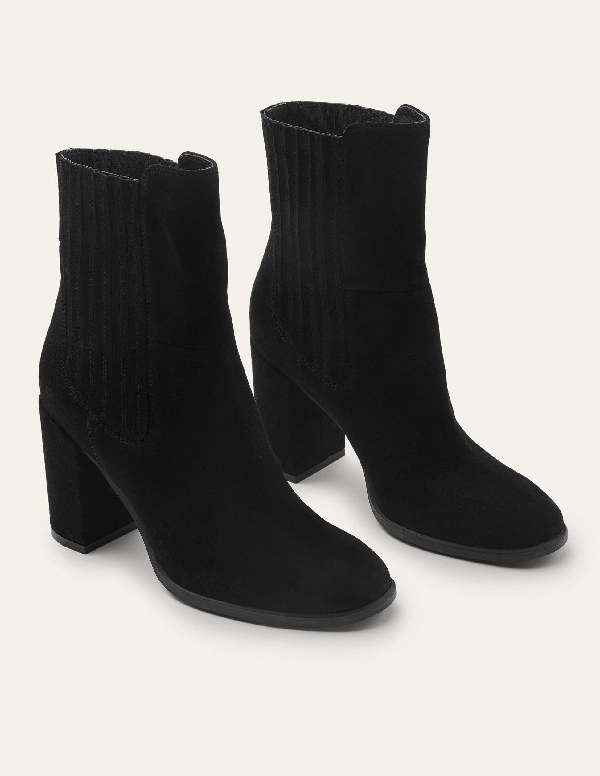 Stiefeletten mit Blockabsatz-Schwarz, Veloursleder-3