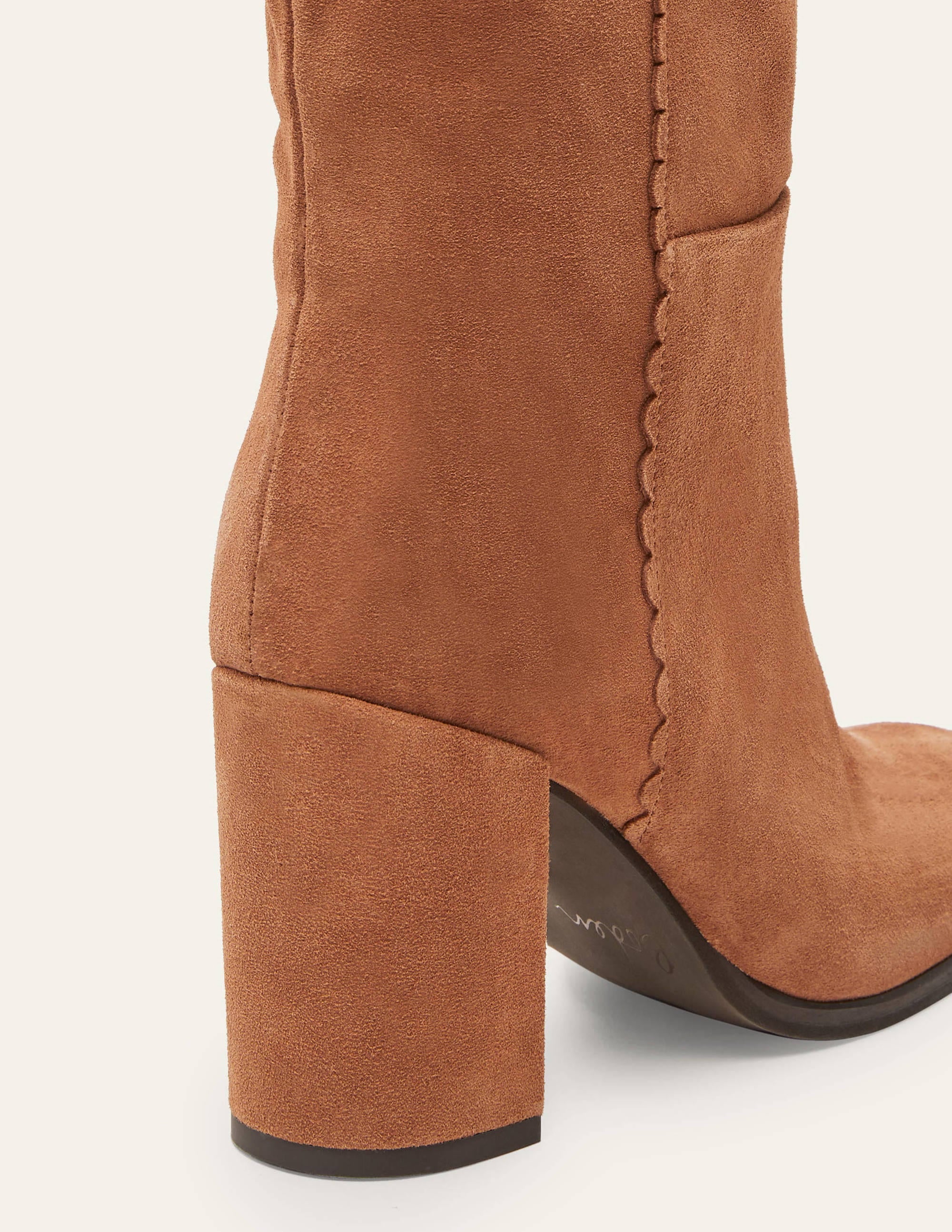 Kniehohe Stiefel mit Muscheldetail-Hellbraun - Image 6