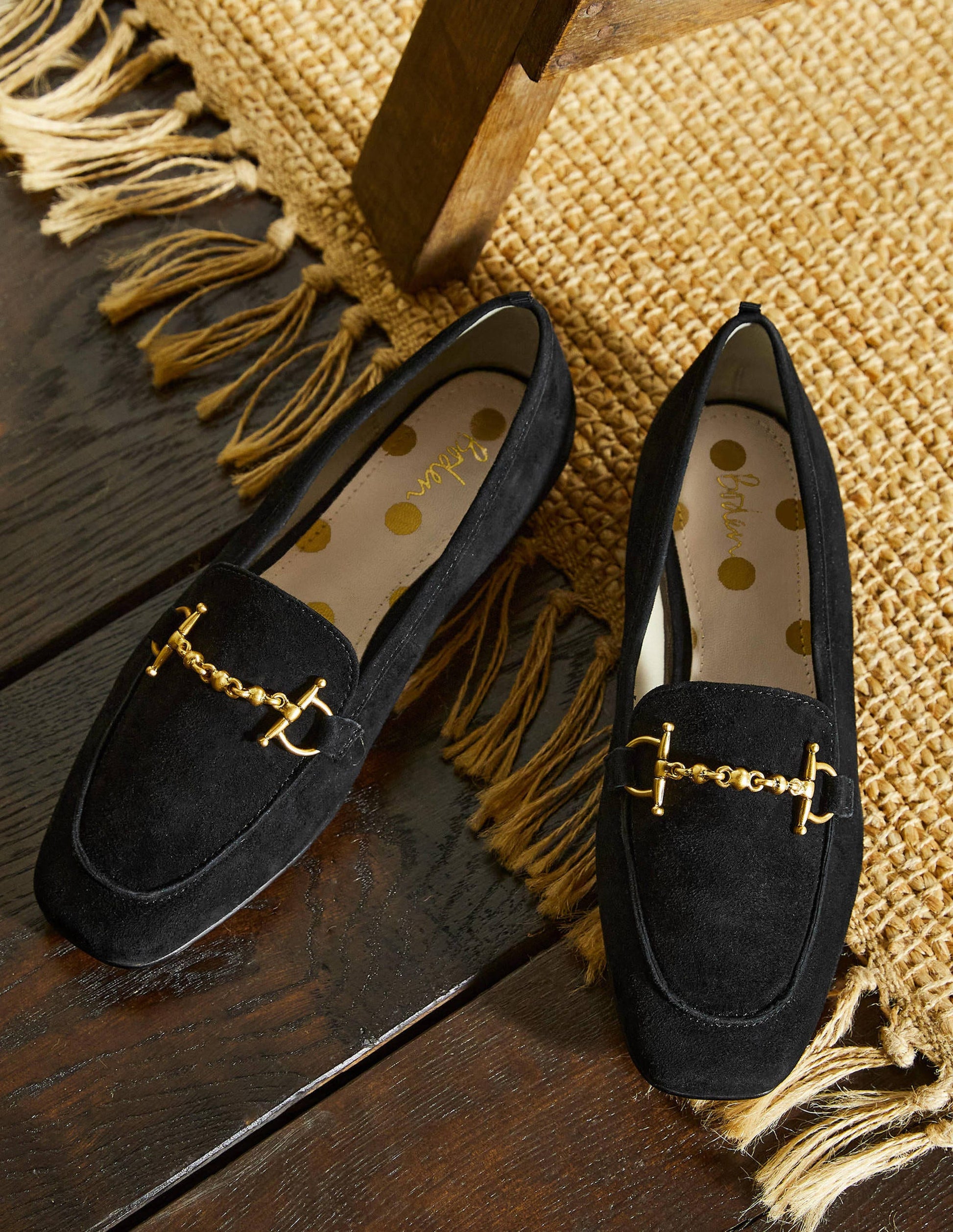 Mocassins à détail mors-Daim noir-1