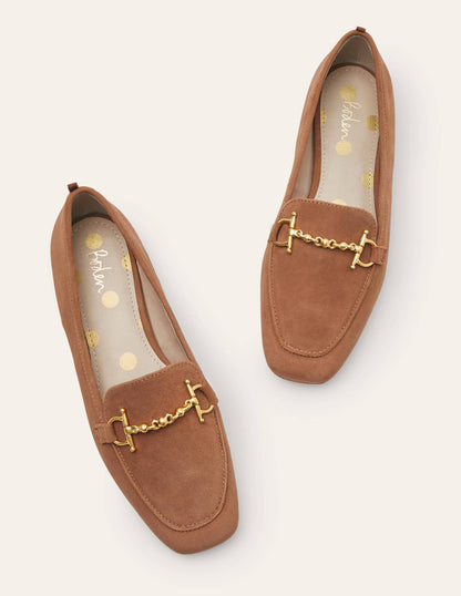 Loafer mit Trensen-Hellbraun, Veloursleder