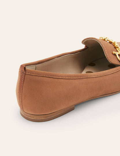 Loafer mit Trensen-Hellbraun, Veloursleder