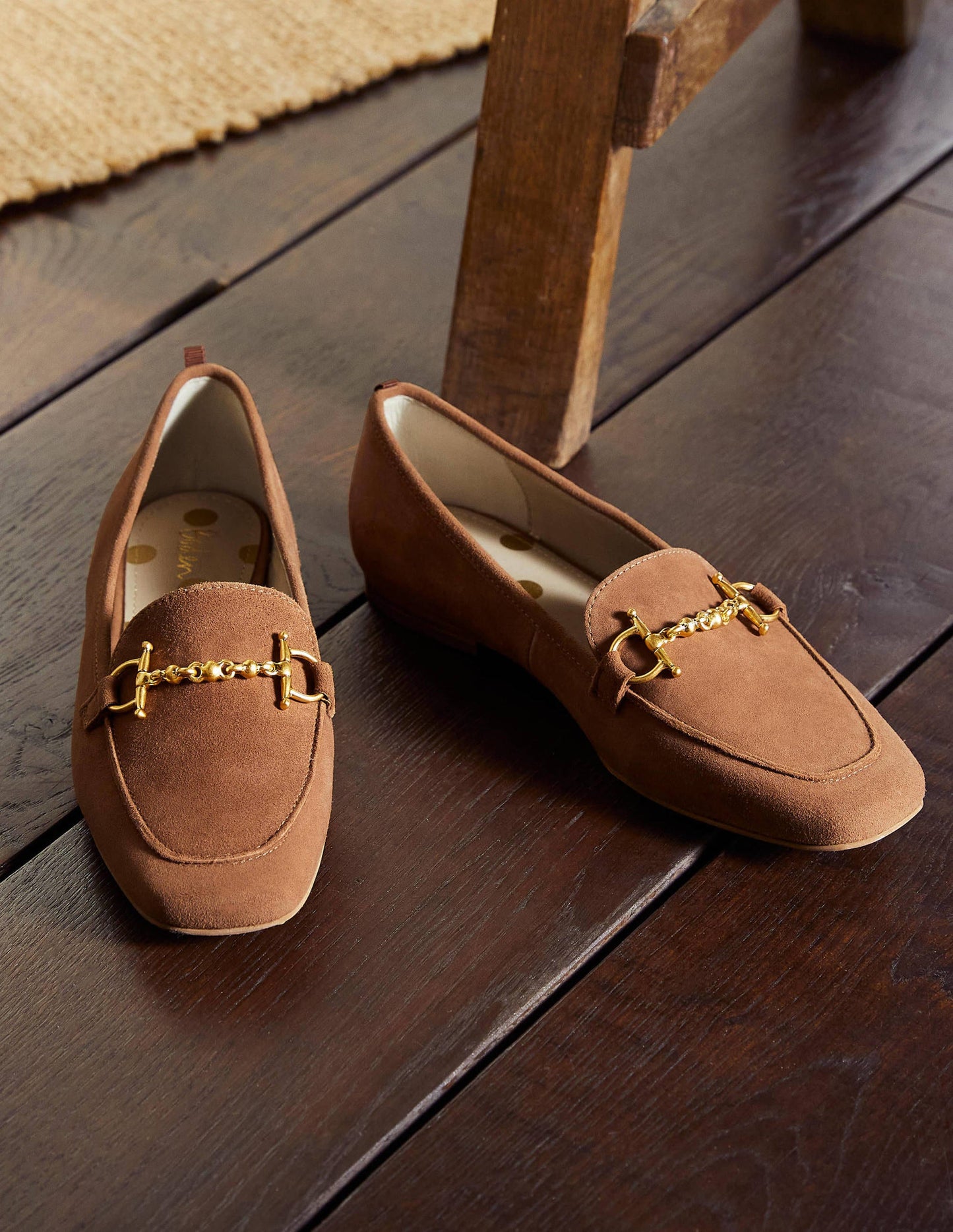 Loafer mit Trensen-Hellbraun, Veloursleder