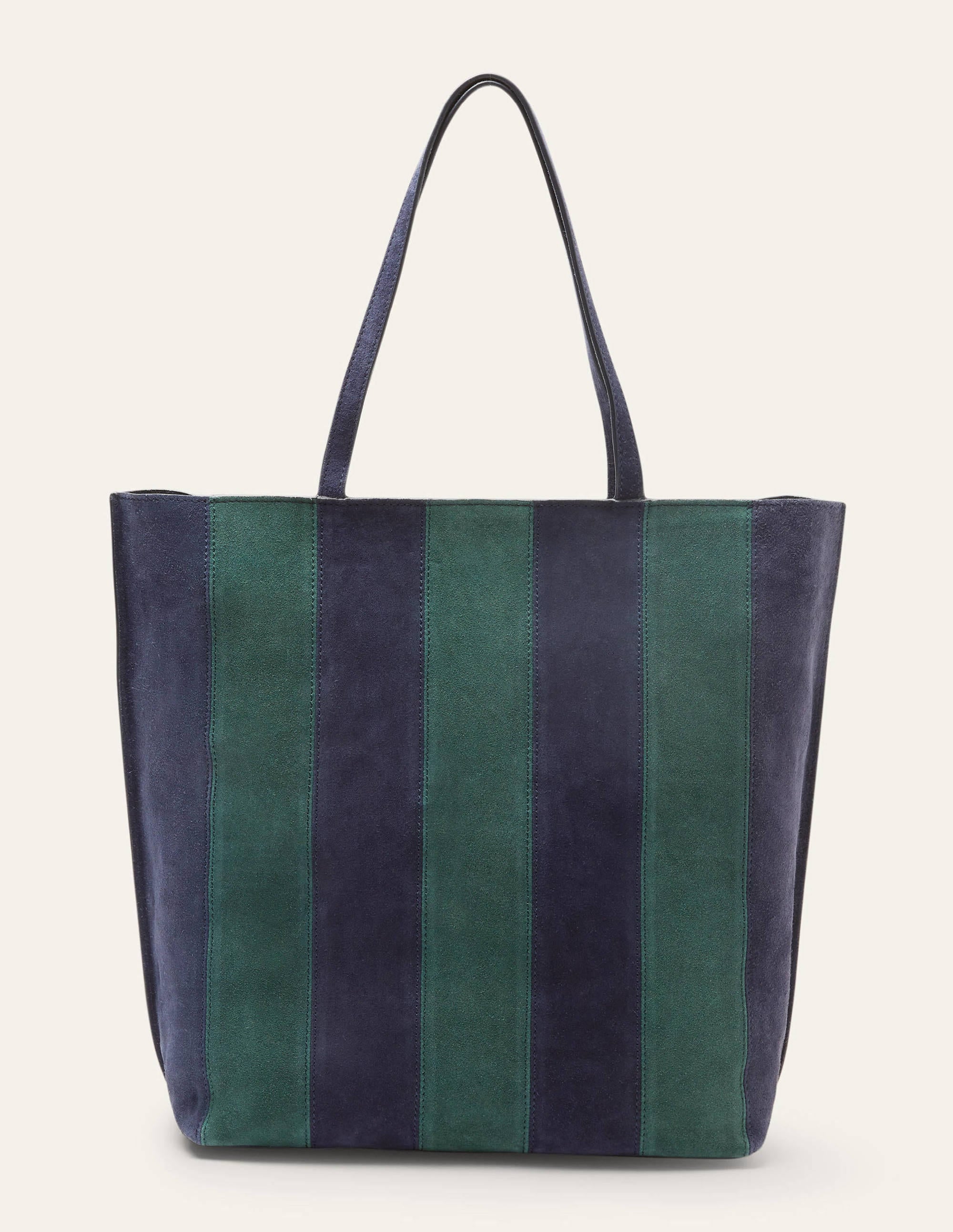 Leder-Shopper mit Streifen-Marineblau - Image 2