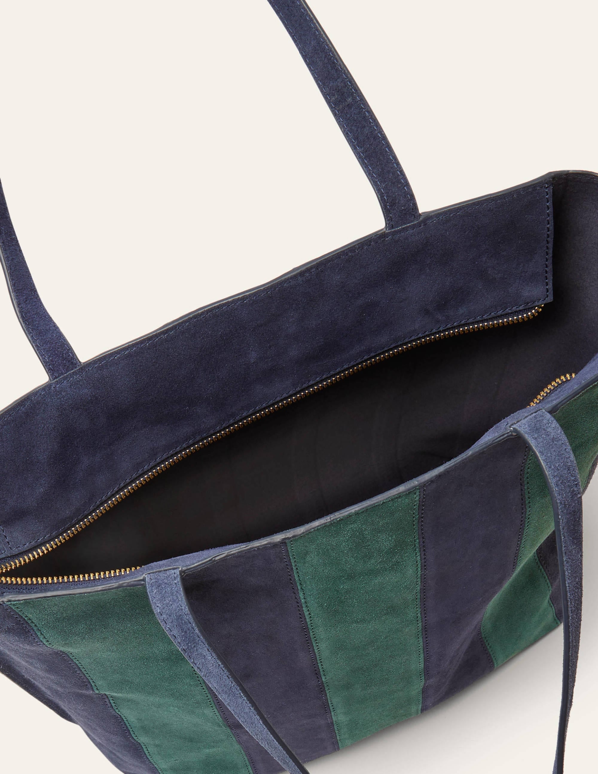 Leder-Shopper mit Streifen-Marineblau - Image 3