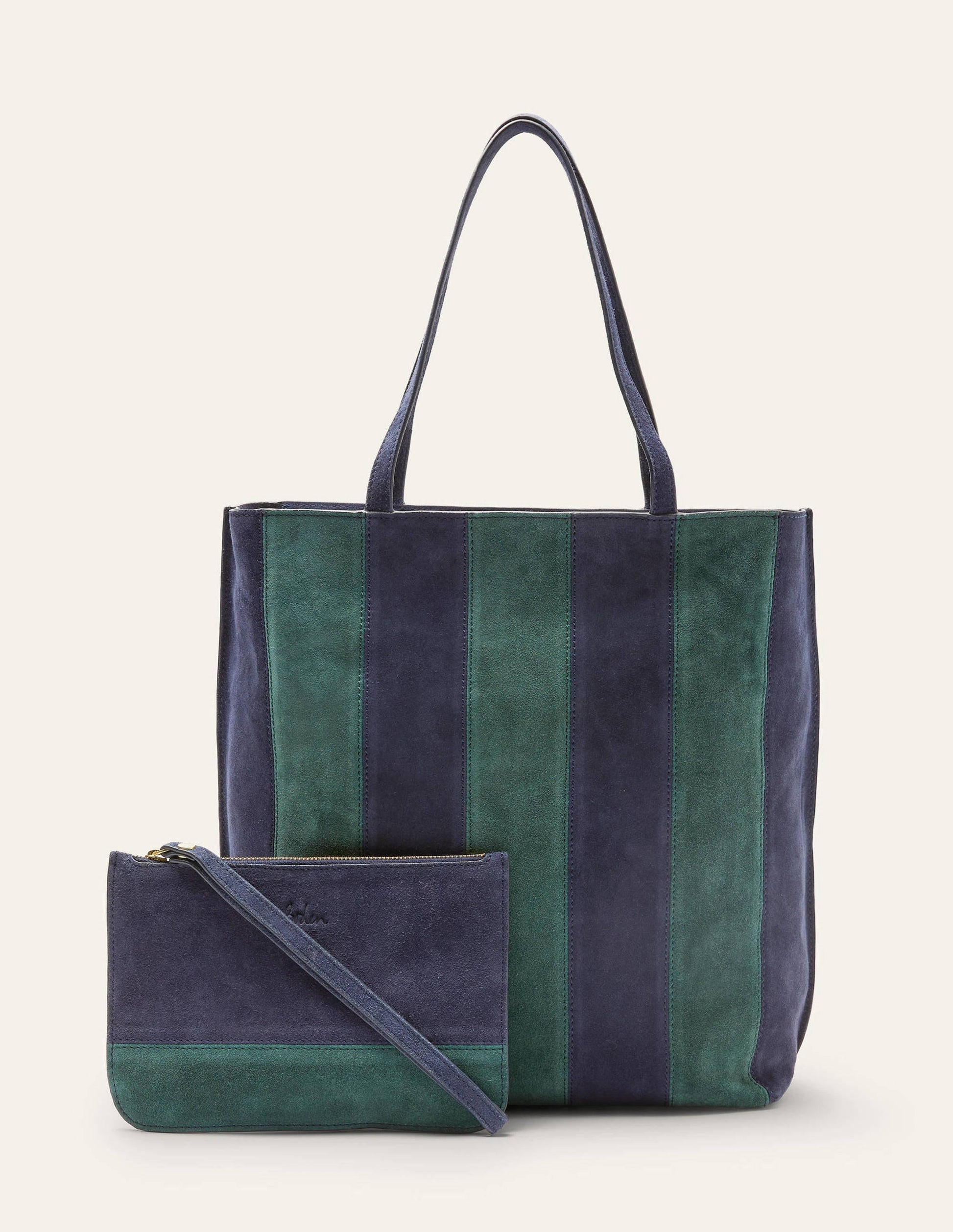 Leder-Shopper mit Streifen-Marineblau-4