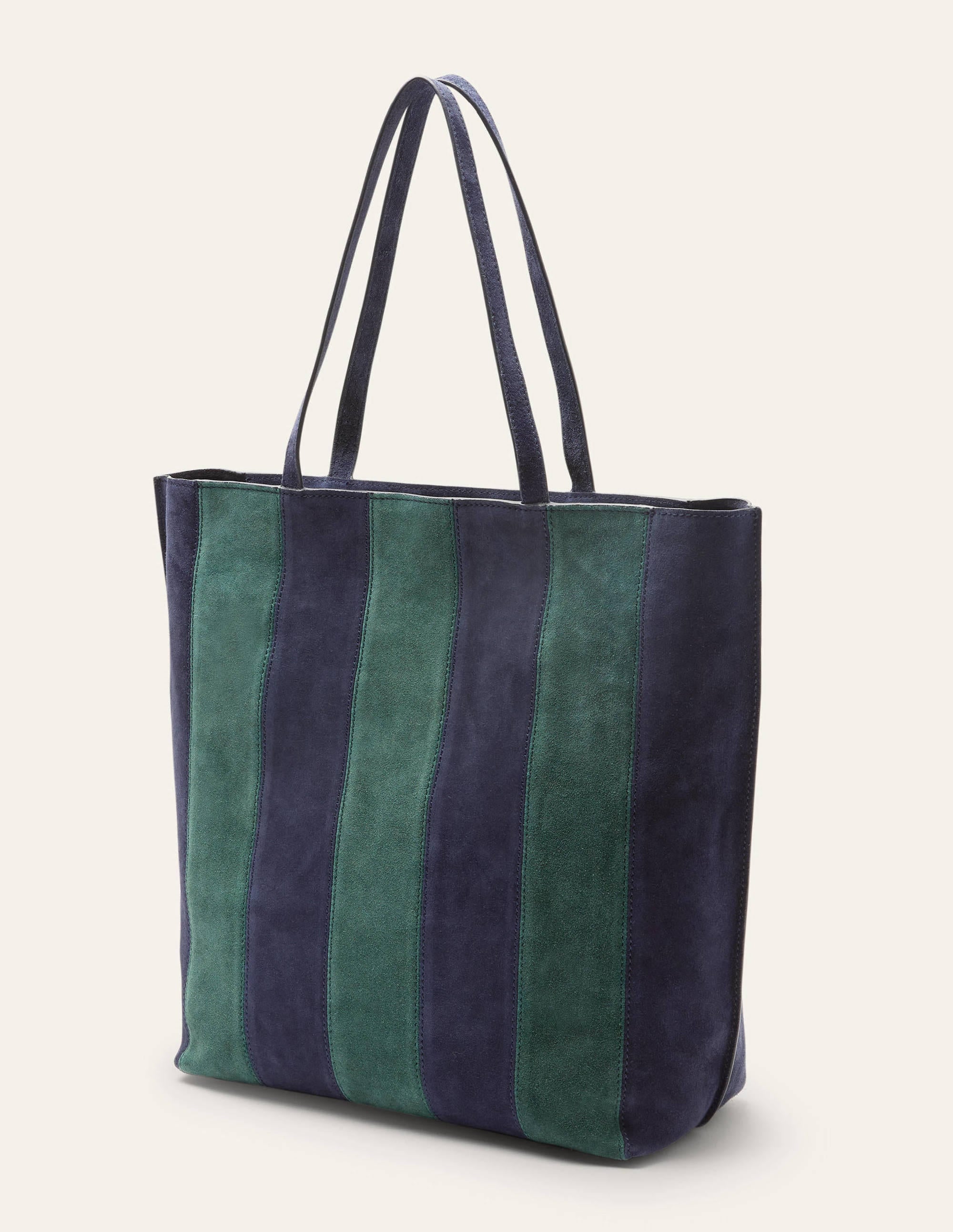 Leder-Shopper mit Streifen-Marineblau - Image 5