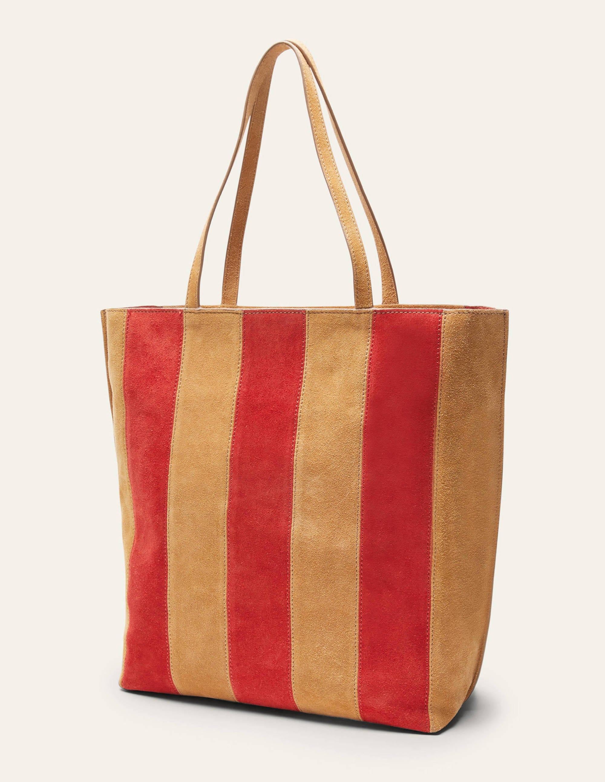 Leder-Shopper mit Streifen-Hellbraun - Image 5