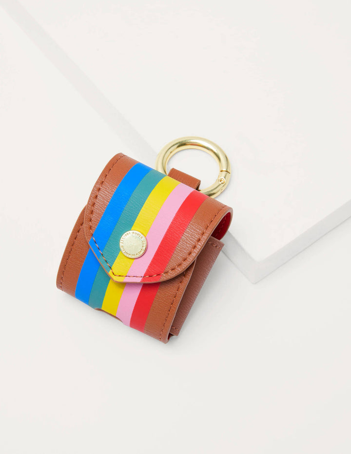 Wireless Earphone Holder-Tan Multi Stripe