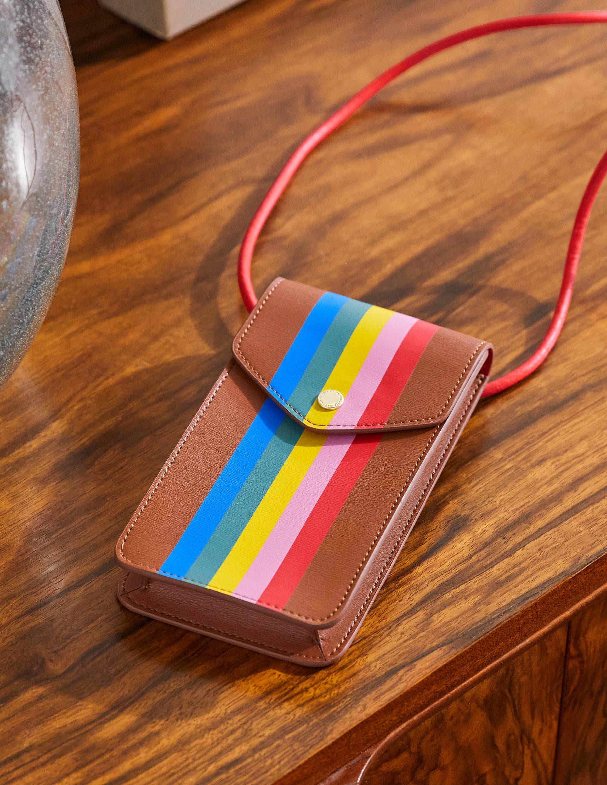 Sac à bandoulière pour téléphone-Rayé multi fauve - Image 1