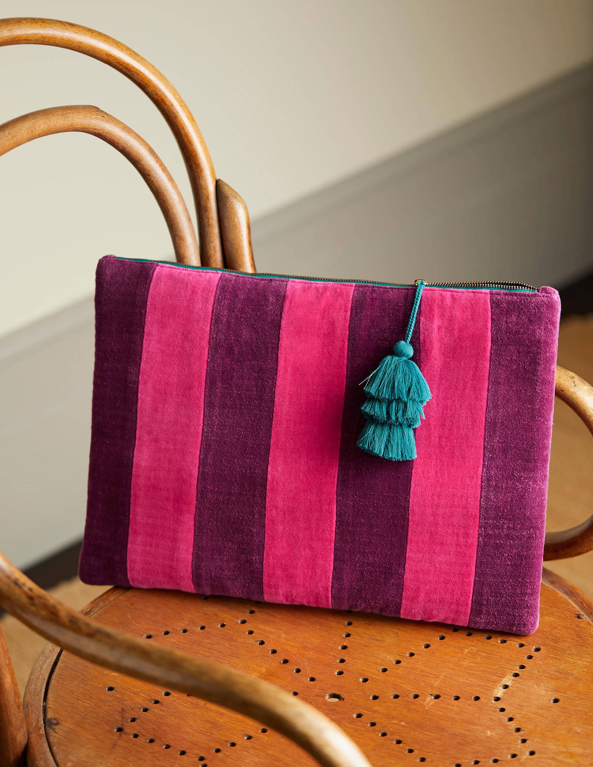 Pochette en velours-Rose festival/lie de vin - Image 1