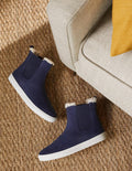 Bottines chelsea en peau de mouton-Bleu marine