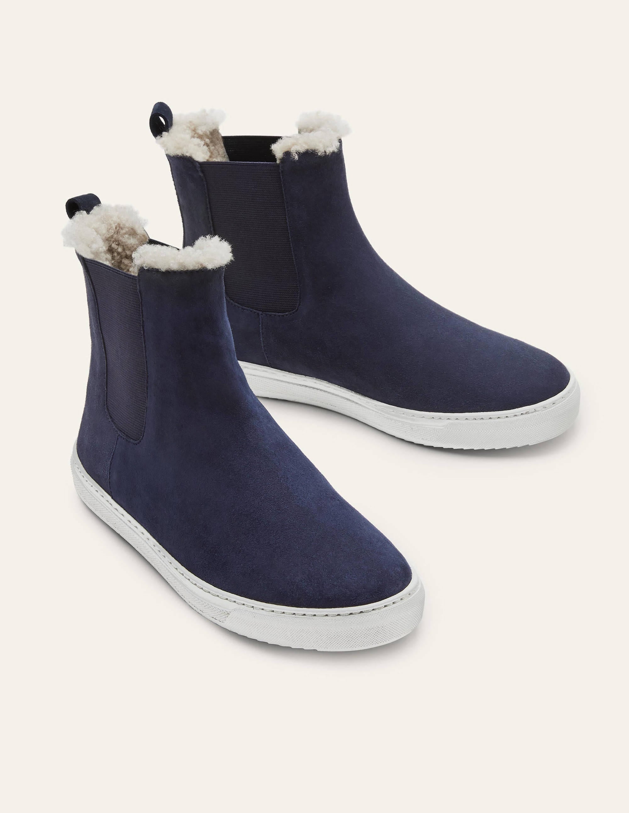 Bottines chelsea en peau de mouton-Bleu marine - Image 2