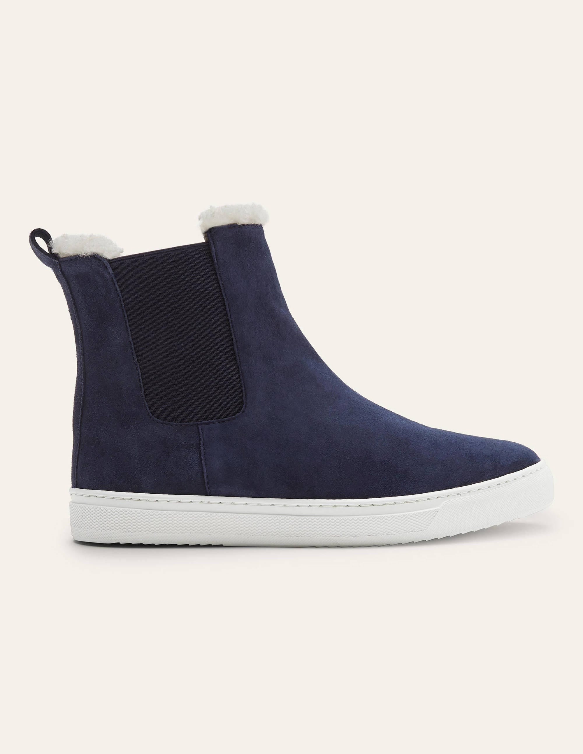 Bottines chelsea en peau de mouton-Bleu marine - Image 3