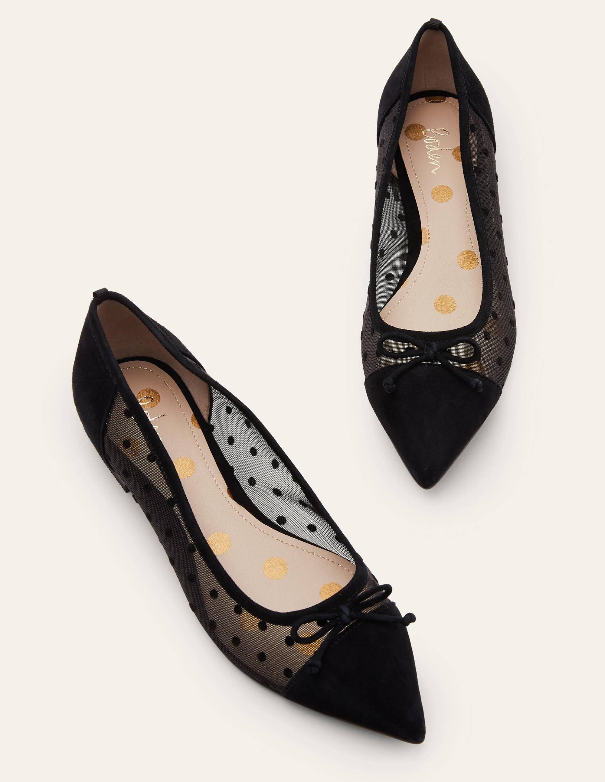 Ballerines avec détail en résille-Noir - Image 3