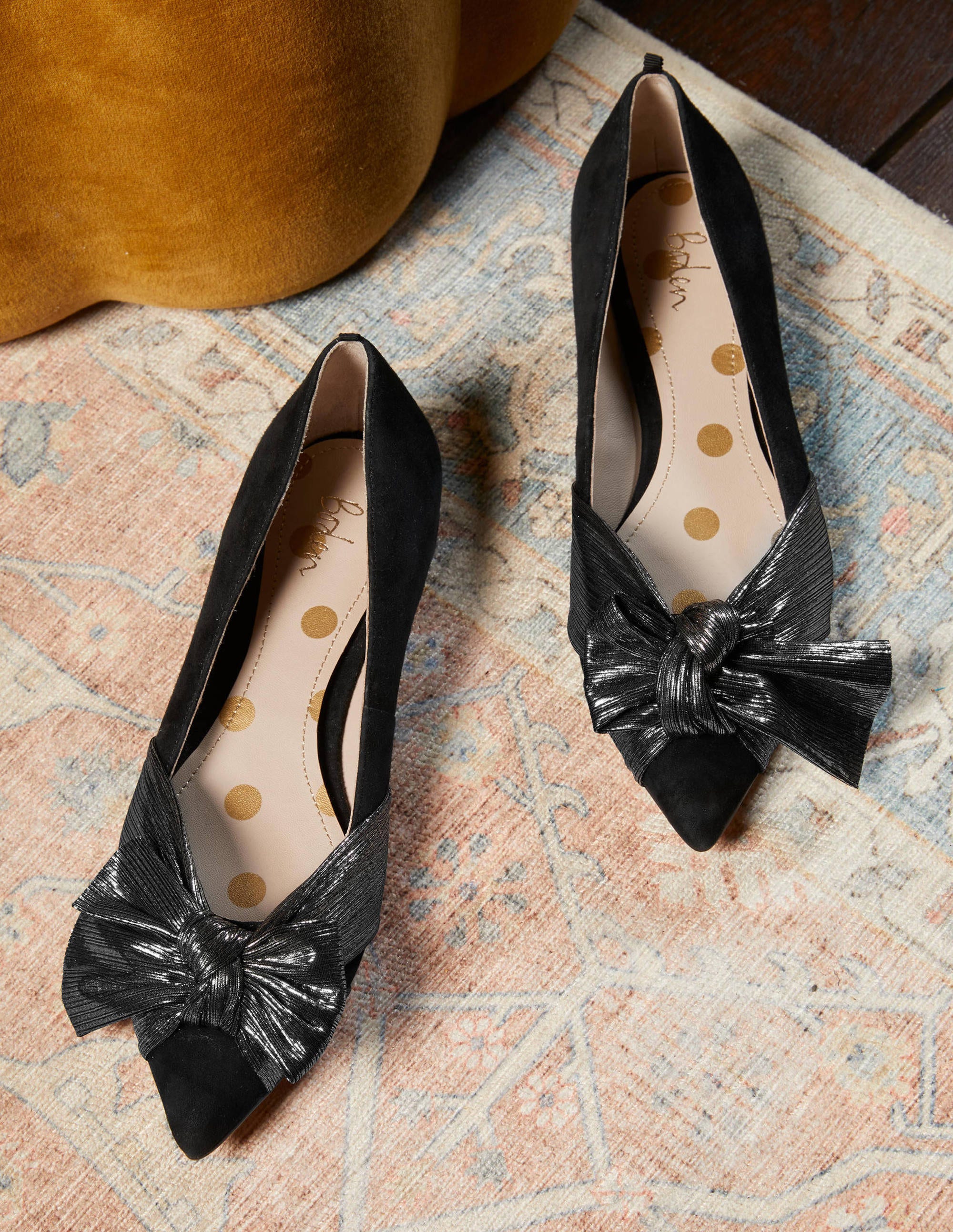 Chaussures Vanessa avec nœud-Noir/gris acier - Image 1