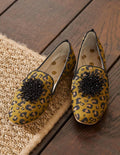 Mocassins ornementés Gabriella-Léopard jacquard métallisé